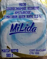 Mängden socker i масло сладкосливочное несоленое Крестьянское 72,5%