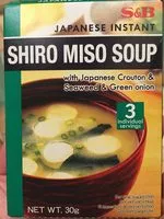Mängden socker i Shiro Miso Soup X3