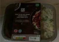 Mängden socker i Beef in black bean sauce with egg fried rice