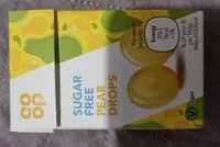 Mängden socker i Sugar-free pear drops COOP