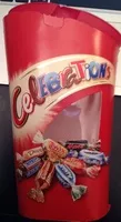 Mängden socker i Célébrations - Assortiments de chocolats au lait fourrés et de biscuits enrobés