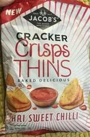 Mängden socker i Cracker Crisps Thins - Thai Sweet Chilli