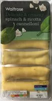 Mängden socker i Waitrose Fresh Pasta Cannelloni Spinach & Ricotta