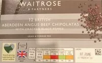 Mängden socker i Aberdeen angus beef chipolatas with cracked black pepper
