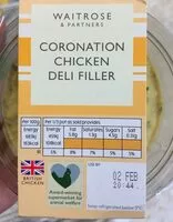 Mängden socker i Waitrose Coronation Chicken deli filler