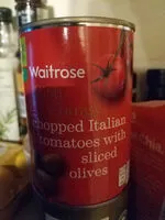 Mängden socker i chopped Italian tomatoes with sliced olives