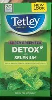 Mängden socker i Tetley Detox Super Green Tea Mint X20 Tea Bags