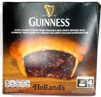 Mängden socker i Slow cooked tender prime steak in a rich gravy infused with Guinness beer, baked in a unique Holland's golden shortcrust pie