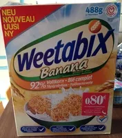 Mängden socker i Weetabix banane 92% blé complet