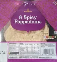 Mängden socker i spicy poppadoms