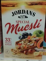 Mängden socker i Jordan's Special Muesli 30% de fruits & noix