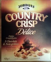 Mängden socker i Country crisp délice - Pépites croustillantes - 3 chocolats & noix grillées