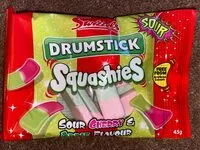 Mängden socker i Drumstick Squashies - sour cherry & apple flavour