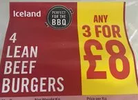Mängden socker i 4 lean beef burgers