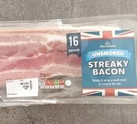 Mängden socker i Unsmoked streaky bacon