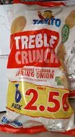 Mängden socker i Tayto treble crunch cheese and onion 6pkt