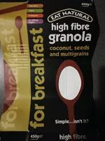 Mängden socker i High fibre granola coconut, seeds and multigrains
