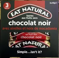 Mängden socker i Barres aux fruits secs chocolat noir avec airelles et noix de macadamia