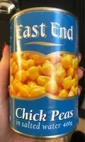Mängden socker i Chickpeas in salted water