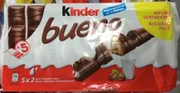 Mängden socker i Kinder Bueno - Fines gaufrettes enrobées de chocolat au lait