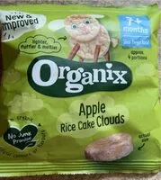 Mängden socker i Organix apple rice cake clouds