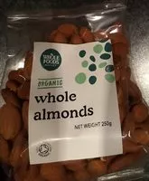 Mängden socker i organic whole almonds