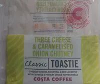 Mängden socker i Three cheese & caramelised onion chutney toastie