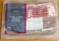 Mängden socker i Dry cured smoked streaky bacon