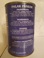 Mängden socker i Palak Paneer 450G Heera