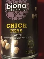 Mängden socker i Organic chickpeas in water