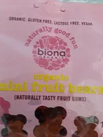Mängden socker i Biona Organic Mini Fruit Gum Bear Sweets 75G