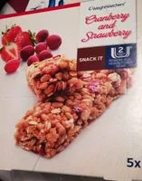 Mängden socker i Barre de céréales aux cranberries et fraises