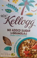 Mängden socker i W K Kellogg No Added Sugar Coconut Cashew & Almond Granola
