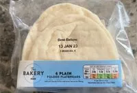 Mängden socker i 6 plain folded flatbreads
