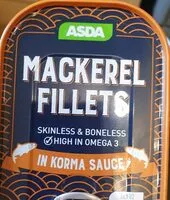 Mängden socker i Asda mackerel fillets in Korma sce
