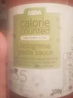 Mängden socker i calorie counted bolognese pasta sauce