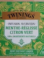 Mängden socker i Infusion Ayurveda de twining. Goût menthe réglisse citron vert