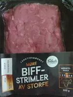 Mängden socker i Biffstrimler av storfe