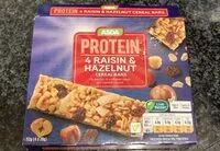 Mängden socker i Protein raisin & hazelnut cereal bars
