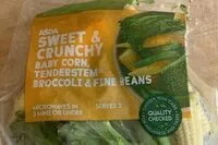 Mängden socker i sweet and crunchy baby corn, broccoli and fine beans