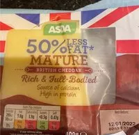 Mängden socker i 50% less fat mature british cheddar