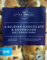 Mängden socker i 4 Belgian Chocolate and Sourdough Hot Cross Buns