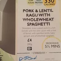Mängden socker i Pork & Lentil Ragu with whole-wheat spaghetti