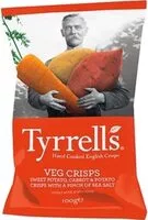 Mängden socker i Tyrrells Veg Crisps Red 100G