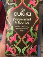 Mängden socker i Pukka Peppermint & licorice 20 herbal tea sachets