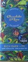 Mängden socker i Love Organic Fairtrade - Rich Dark 71% Dark Chocolate Peru & Dominican Rep. -
