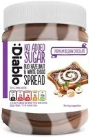 Mängden socker i Diablo No Added Sugar Hazelnut & White Chocolate Spread 350G