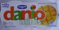 Mängden socker i Danio minis (0 % MG) Mangue