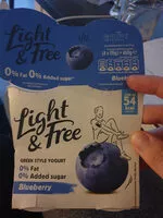 Light and Free Blueberry, 0% Fat & 0% Added Sugar Yogurt 4 x