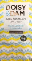 Mängden socker i Dark Chocolate 70% Cocoa maca, vanilla & cacao nibs